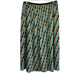 Sisley pleated satin a-line colourful midi skirt excellent condition